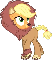 Size: 6000x6844 | Tagged: safe, artist:yetioner, derpibooru import, applejack, earth pony, pony, scare master, absurd resolution, applelion, clothes, costume, female, freckles, mare, nightmare night, nightmare night costume, simple background, solo, transparent background, vector