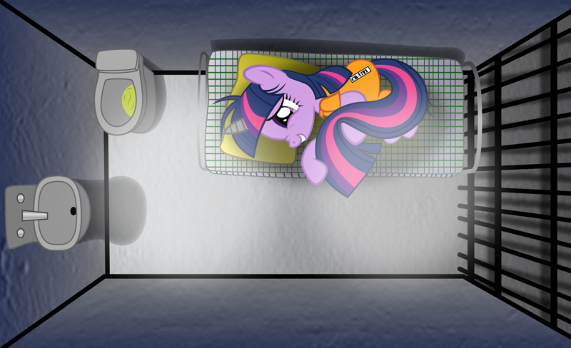 Size: 3000x1829 | Tagged: artist:spellboundcanvas, bad end, clothes, derpibooru import, exploitable meme, horn cap, image macro, insane twilight, insanity, magic suppression, meme, prison, prisoner, prisoner ts, prison outfit, psycho, safe, schizophrenia, twilight snapple, twilight sparkle