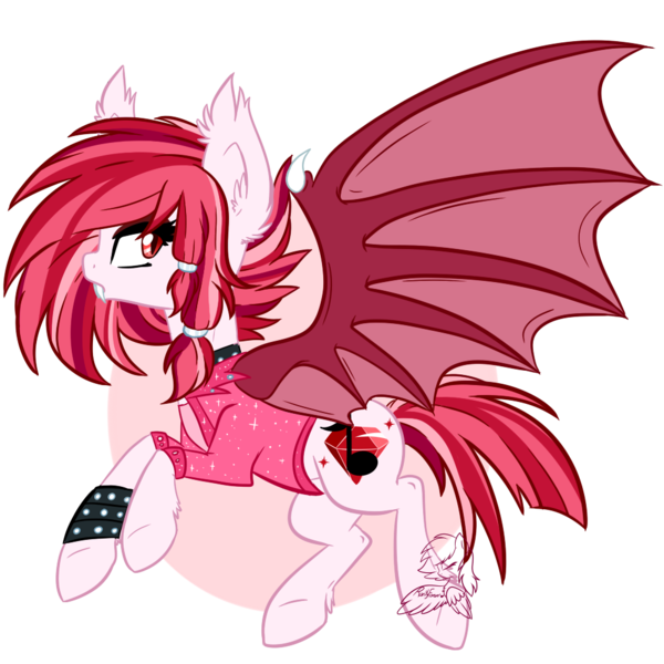 Size: 1000x1000 | Tagged: safe, artist:rarityforever, derpibooru import, oc, oc:ruby dust, unofficial characters only, bat pony, pony, bracelet, choker, clothes, leather jacket, solo, spiked choker, spiked wristband