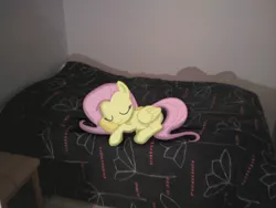 Size: 2048x1536 | Tagged: artist:souleatersaku90, bed, derpibooru import, fluttershy, irl, photo, ponies in real life, safe, sleeping, solo, vector