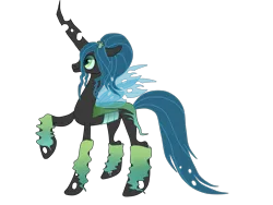Size: 8000x6000 | Tagged: absurd resolution, alternate hairstyle, artist:maytheforcebewithyou, changeling, changeling queen, clothes, dead source, derpibooru import, female, leg warmers, queen chrysalis, safe, simple background, smiling, solo, transparent background, vector