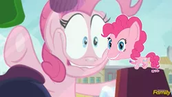 Size: 887x504 | Tagged: safe, derpibooru import, edit, edited screencap, screencap, pinkie pie, the gift of the maud pie, against glass, glass, pinkie pie excited meme