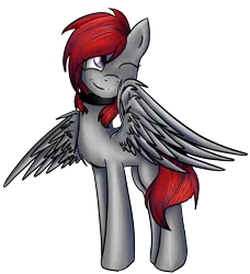 Size: 1050x1150 | Tagged: safe, artist:mufflinka, derpibooru import, oc, unofficial characters only, pegasus, pony, smiling, solo, wink