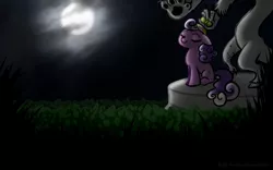 Size: 1440x900 | Tagged: artist:ruby-sunrise, based on song and pmv, daddy discord, derpibooru import, discord, hat, moon, night, propeller hat, safe, screwball, statue, statue discord