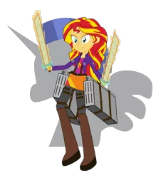 Size: 3511x4000 | Tagged: safe, artist:amante56, derpibooru import, sunset shimmer, equestria girls, attack on titan, crossover, simple background, solo, transparent background, vector