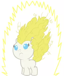 Size: 1296x1540 | Tagged: artist:red4567, baby pie, cute, derpibooru import, diapinkes, dragon ball z, freaked frizz, frizzy hair, pinkie pie, safe, shocked, solo, super saiyan, the mane attraction, uh oh, xk-class end-of-the-world scenario