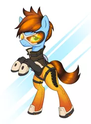 Size: 2125x2884 | Tagged: artist:kas92, derpibooru import, overwatch, ponified, safe, solo, tracer