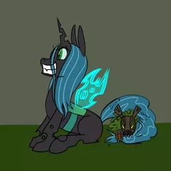 Size: 1000x1000 | Tagged: artist:ryuredwings, derpibooru import, filly, filly queen chrysalis, puppy, queen chrysalis, safe, solo, timber wolf