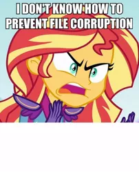 Size: 484x600 | Tagged: safe, derpibooru import, edit, edited screencap, screencap, sunset shimmer, equestria girls, friendship games, angry, caption, exploitable meme, image macro, meme, solo, sunset is not willing to learn