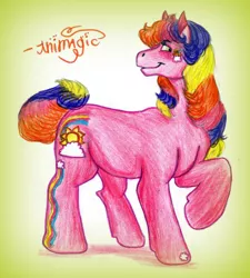 Size: 1148x1274 | Tagged: artist:animagicworld, derpibooru import, g3, rainbow flash, safe, solo, traditional art