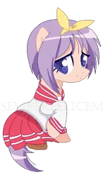 Size: 259x442 | Tagged: anime, artist:semperfelicem, cute, derpibooru import, hiiragi tsukasa, lucky star, ponified, safe, watermark