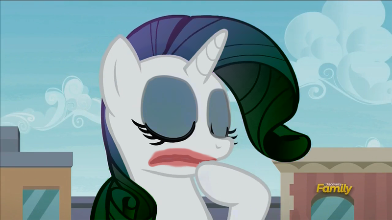 Size: 1278x719 | Tagged: artist:x-saltedfish, crossover, derpibooru import, discovery family logo, edit, edited screencap, rarity, safe, screencap, solo, the dark knight, the gift of the maud pie, the joker