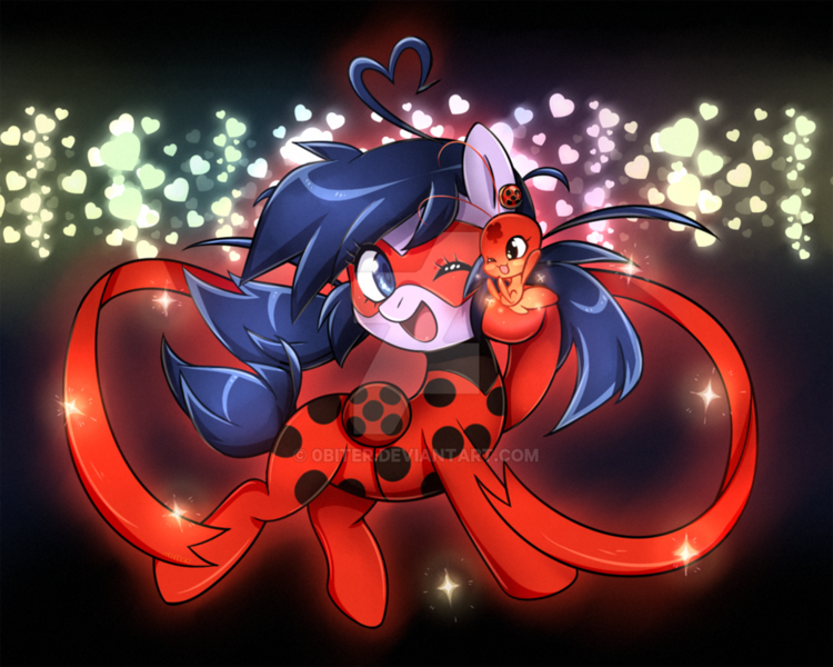 Size: 1024x819 | Tagged: artist:0biter, cute, derpibooru import, kwami, miraculous ladybug, ponified, safe, tikki, watermark, wink