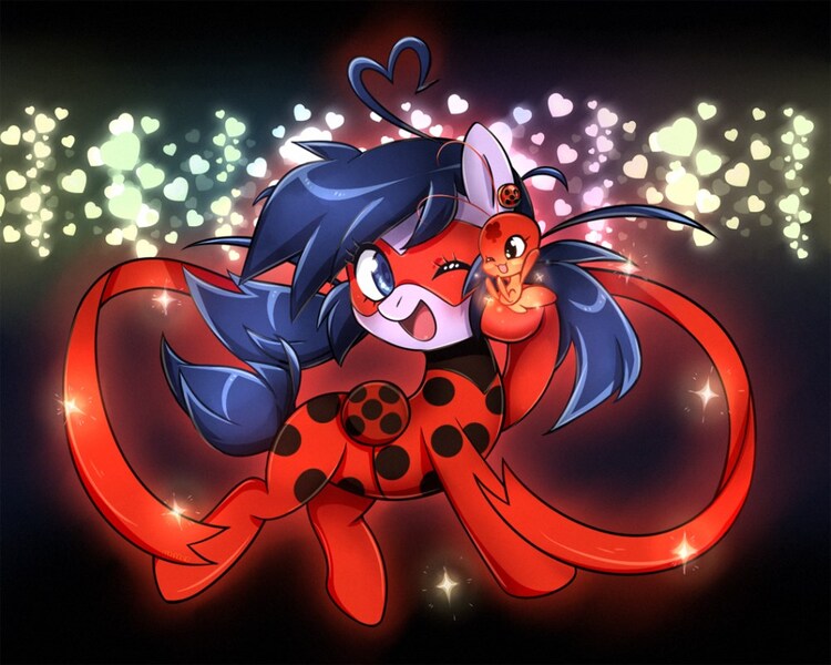 Size: 1000x800 | Tagged: artist:0biter, derpibooru import, miraculous ladybug, ponified, safe, tikki