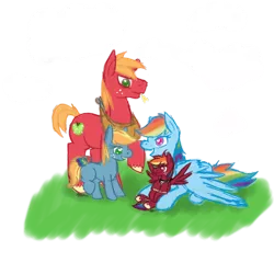 Size: 600x600 | Tagged: safe, artist:atomehanyou, derpibooru import, big macintosh, rainbow dash, earth pony, pony, male, next generation, offspring, parent:big macintosh, parent:rainbow dash, parents:rainbowmac, rainbowmac, shipping, stallion, straight