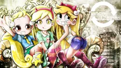 Size: 3000x1687 | Tagged: safe, artist:skyshek, derpibooru import, derpy hooves, equestria girls, ass, blonde, butt, clothes swap, crossover, cute, equestria girls outfit, female, humanized, makihatayama hana, ojamajo doremi, star butterfly, star vs the forces of evil