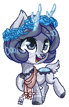 Size: 134x208 | Tagged: artist:spacechickennerd, clothes, derpibooru import, floral head wreath, oc, oc:artemis, original species, pond pony, safe, scarf, simple background, solo, transparent background, true res pixel art, unofficial characters only