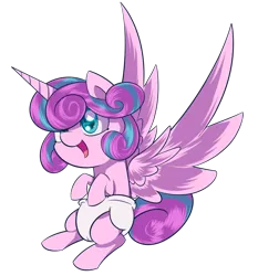 Size: 1024x1100 | Tagged: safe, artist:dusthiel, derpibooru import, princess flurry heart, alicorn, pony, the crystalling, baby, baby alicorn, baby flurry heart, baby pony, cute, diaper, diapered, diapered filly, happy baby, open mouth, simple background, sitting up, smiling, solo, spread wings, transparent background, white diaper, wings