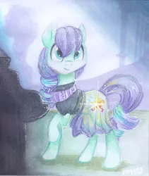 Size: 1194x1415 | Tagged: artist:mapony240, clothes, coloratura, derpibooru import, glowing cutie mark, piano, rara, safe, scene interpretation, skirt, solo, the mane attraction, traditional art, veil