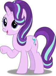 Size: 3696x5000 | Tagged: safe, artist:dashiesparkle, artist:illumnious, derpibooru import, edit, vector edit, starlight glimmer, pony, unicorn, the crystalling, .svg available, absurd resolution, cute, female, full body, glimmerbetes, mare, open mouth, ponyscape, raised hoof, simple background, smiling, solo, transparent background, vector