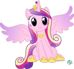 Size: 5000x4615 | Tagged: safe, artist:arifproject, derpibooru import, princess cadance, pony, :3, absurd resolution, behaving like a cat, catface, cute, cutedance, meme, simple background, sitting, sitting catface meme, solo, spread wings, transparent background