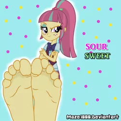 Size: 894x894 | Tagged: safe, artist:maze1000, derpibooru import, sour sweet, equestria girls, friendship games, barefoot, feet, foot fetish, foot focus