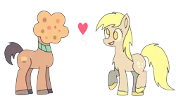 Size: 2000x1200 | Tagged: safe, artist:thepiday, derpibooru import, derpy hooves, doctor whooves, time turner, pegasus, pony, doctorderpy, female, food, heart, male, mare, muffin, shipping, simple background, straight, transparent background, wingless