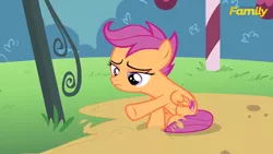Size: 842x476 | Tagged: derpibooru import, discovery family logo, on your marks, safe, scootaloo, screencap, sitting