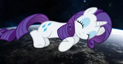 Size: 1024x538 | Tagged: safe, derpibooru import, rarity, pony, earth, giant pony, giantess, macro, sleeping, solo