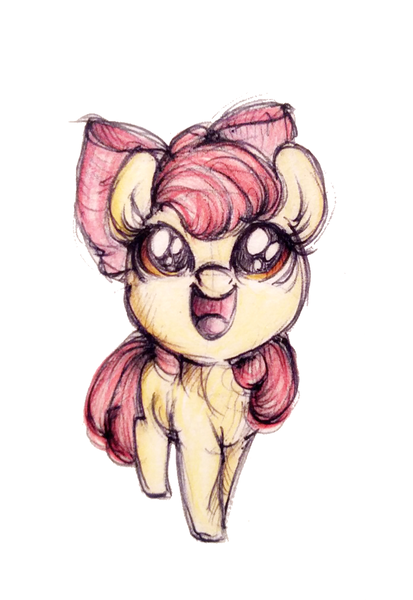 Size: 696x1012 | Tagged: safe, artist:buttersprinkle, derpibooru import, apple bloom, adorabloom, cute, solo, traditional art