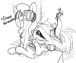 Size: 708x587 | Tagged: alarm clock, alarm clock pony, artist:replica, chest fluff, derpibooru import, grayscale, human, lineart, monochrome, object pony, oc, oc:allie, original species, ponified, safe, this will end in pain