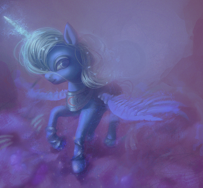 Size: 3000x2784 | Tagged: safe, artist:lmgchikess, derpibooru import, princess luna, alicorn, pony, cloud, female, magic, mare, solo