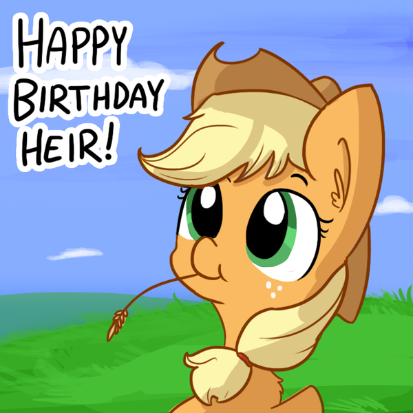 Size: 720x720 | Tagged: safe, artist:tjpones, derpibooru import, applejack, congratulations, cute, straw