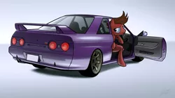 Size: 1920x1080 | Tagged: safe, artist:dori-to, derpibooru import, oc, oc:mach, unofficial characters only, pegasus, pony, anatomically incorrect, car, commission, incorrect leg anatomy, nissan, nissan skyline, skyline r32