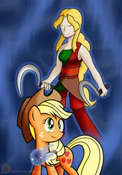 Size: 1400x2000 | Tagged: applejack, artist:xain-russell, derpibooru import, persona, persona: the harmony arcana, safe, sickle, sophrosyne, tarot card