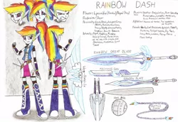 Size: 1024x706 | Tagged: safe, artist:metaldudepl666, derpibooru import, rainbow dash, equestria girls, amalur, gun, humanized, jetpack, kingdoms of amalur, solo, traditional art, weapon