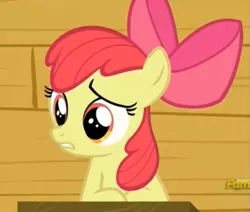 Size: 1633x1385 | Tagged: safe, derpibooru import, screencap, apple bloom, on your marks, clubhouse, concerned, crusaders clubhouse, solo