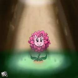 Size: 800x800 | Tagged: artist:sanyo2100, dendrification, derpibooru import, flower, flowey, inanimate tf, pinkie pie, pure unfiltered evil, safe, solo, species swap, tree, undertale, xk-class end-of-the-world scenario