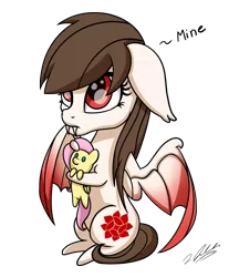 Size: 1727x2090 | Tagged: safe, artist:tsand106, derpibooru import, fluttershy, oc, oc:rose petal, bat pony, pony, plushie, solo