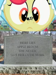 Size: 1280x1722 | Tagged: apple bloom, bee, derpibooru import, edit, edited screencap, family appreciation day, funny aneurysm moment, gravestone, harsher in hindsight, hilarious in hindsight, on your marks, safe, screencap