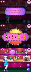 Size: 640x1440 | Tagged: safe, derpibooru import, screencap, rarity, twilight sparkle, equestria girls, alcohol, bartender, cocktail, flash game, food, game, wine