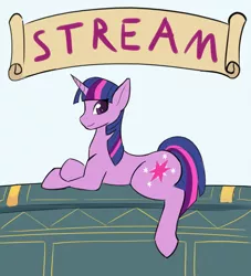 Size: 900x990 | Tagged: safe, artist:pony-butt-express, derpibooru import, twilight sparkle, image, livestream, png, prone, solo, text