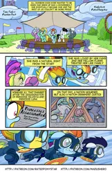 Size: 1024x1582 | Tagged: safe, artist:wadusher0, derpibooru import, cloudchaser, lightning dust, mercury, princess celestia, princess luna, rainbow dash, soarin', spitfire, starry eyes (character), thunderlane, pegasus, pony, comic:time fades, comic, dead, female, harsher in hindsight, implied murder, mare, mortality blues, newspaper, war, wonderbolts