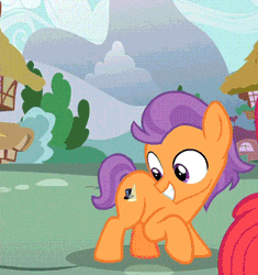 Size: 355x377 | Tagged: safe, derpibooru import, screencap, sassaflash, sea swirl, seafoam, tender taps, earth pony, pony, unicorn, on your marks, animated, ass up, colt, look at my ass, male, out of context