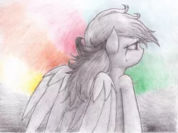 Size: 1024x768 | Tagged: artist:dkoshino, crying, derpibooru import, pencil drawing, rainbow dash, safe, solo, traditional art