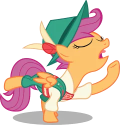 Size: 575x600 | Tagged: artist:seahawk270, clothes, derpibooru import, eyes closed, lederhosen, mountain climbing, on your marks, open mouth, outfit, raised hoof, safe, scootaloo, simple background, solo, transparent background, vector, yodeling, yodeloo