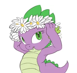 Size: 608x580 | Tagged: artist:carnifex, barb, barbabetes, cute, derpibooru import, floral head wreath, rule 63, rule63betes, safe, solo, spike