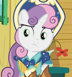 Size: 675x718 | Tagged: animated, boots, clothes, cow belle, cowboy boots, cowboy hat, cutie mark, derpibooru import, discovery family logo, dress, flank, hat, on your marks, out of context, plot, raised eyebrow, safe, screencap, shoes, skirt, stetson, sweetie belle, the cmc's cutie marks, unamused, we already got our mark