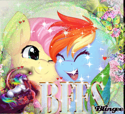 Size: 400x366 | Tagged: animated, artist:chiweee, blingee, derpibooru import, exploitable meme, fluttershy, meme, rainbow dash, safe