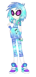 Size: 4433x9533 | Tagged: safe, artist:digiradiance, artist:mohawgo, derpibooru import, edit, vinyl scratch, equestria girls, absurd resolution, clothes, fingerless gloves, flash puppet, gloves, hand on hip, headphones, ipod, shoes, simple background, sneakers, solo, sunglasses, transparent background